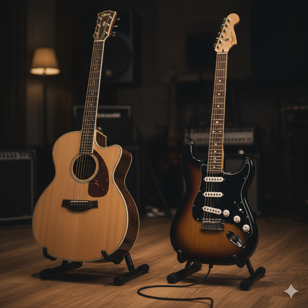 アコースティックギターとエレキギターの比較